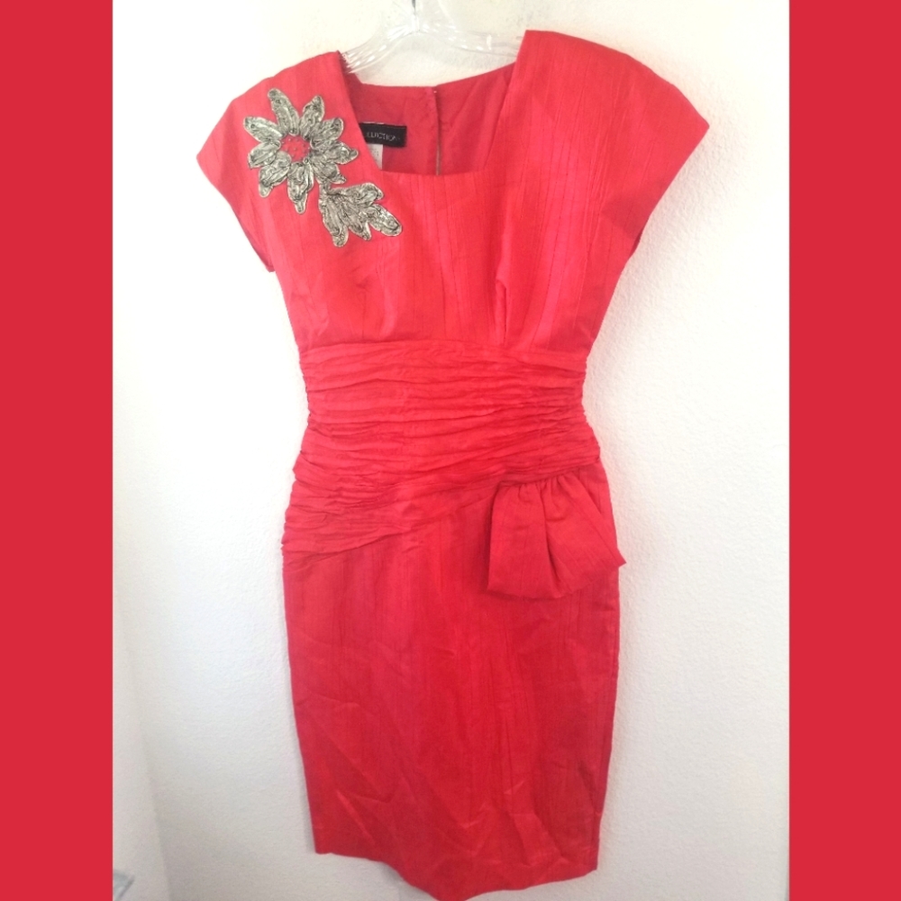 BB Collections Orange Vintage Formal Cocktail Dress Sz 10